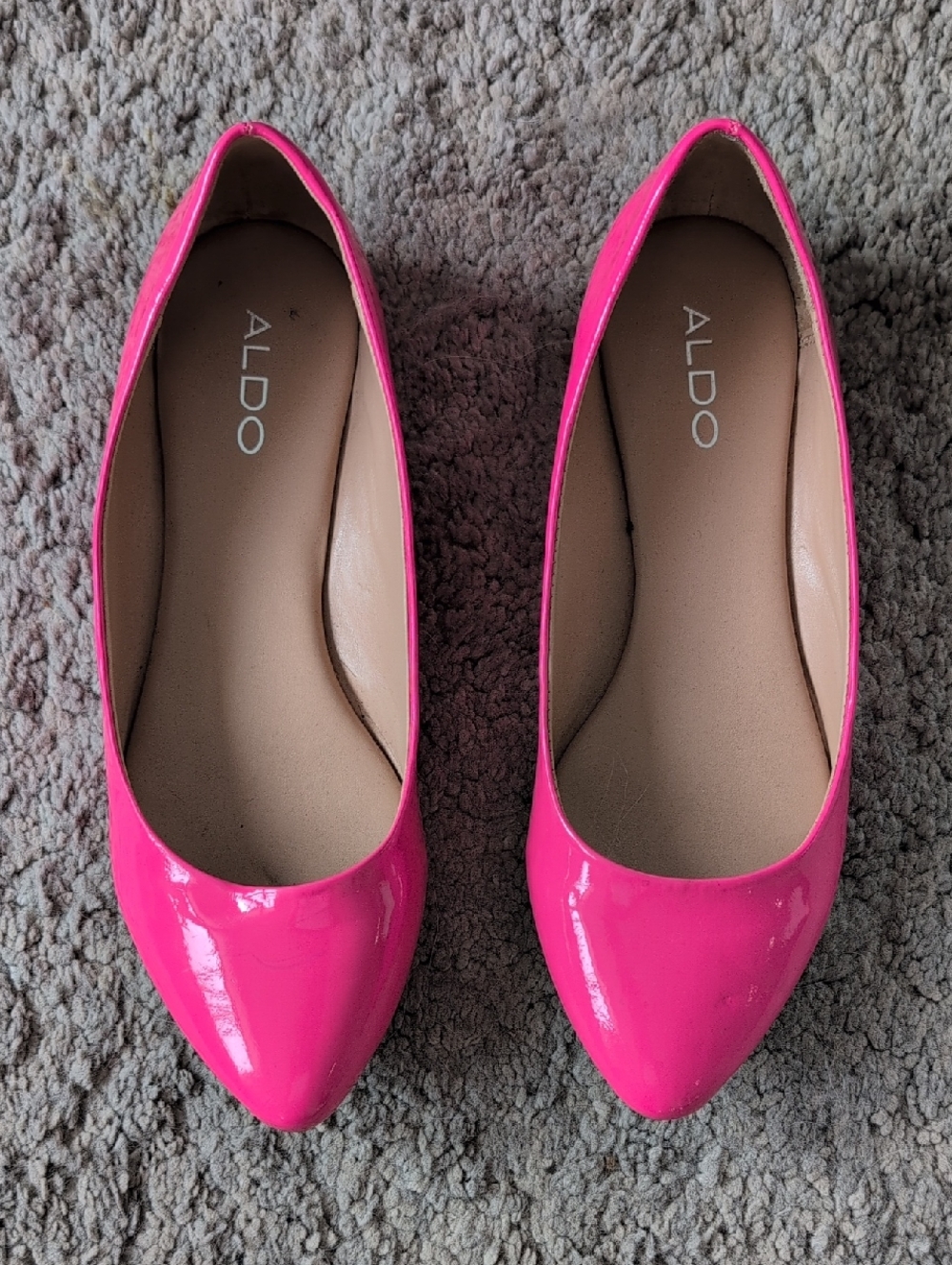 ALDO Hot Pink Patent Pointed-Toe Flats